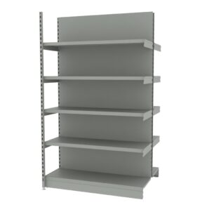 Zdjęcie produktu: Regał sklepowy wzmocniony gondola MAGO H-210 cm L-126,5 cm G-108 cm moduł dostawny jasny szary