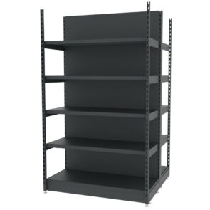 Zdjęcie produktu: Regał sklepowy wzmocniony gondola MAGO H-210 cm L-128 cm G-128 cm moduł bazowy grafitowy