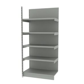 Zdjęcie produktu: Regał sklepowy wzmocniony przyścienny MAGO H-210 cm L-101,5 cm G-68 cm moduł dostawny jasny szary