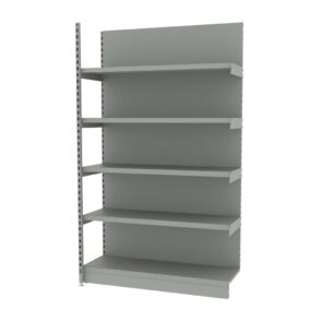 Zdjęcie produktu: Regał sklepowy wzmocniony przyścienny MAGO H-210 cm L-126,5 cm G-58 cm moduł dostawny jasny szary