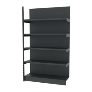 Zdjęcie produktu: Regał sklepowy wzmocniony przyścienny MAGO H-210 cm L-126,5 cm G-58 cm moduł dostawny grafitowy