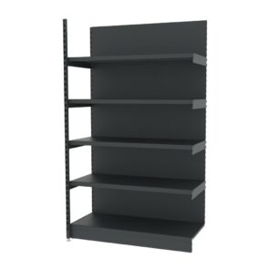 Zdjęcie produktu: Regał sklepowy wzmocniony przyścienny MAGO H-210 cm L-126,5 cm G-68 cm moduł dostawny grafitowy