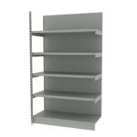 Zdjęcie produktu: Regał sklepowy wzmocniony przyścienny MAGO H-210 cm L-126,5 cm G-68 cm moduł dostawny jasny szary