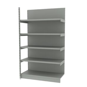 Zdjęcie produktu: Regał sklepowy wzmocniony przyścienny MAGO H-210 cm L-126,5 cm G-68 cm moduł dostawny jasny szary