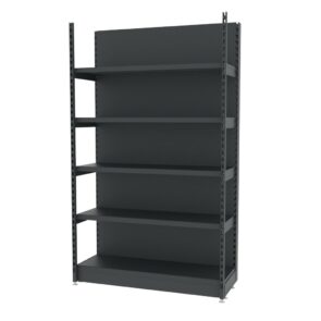 Zdjęcie produktu: Regał sklepowy wzmocniony przyścienny MAGO H-210 cm L-128 cm G-58 cm moduł bazowy grafitowy