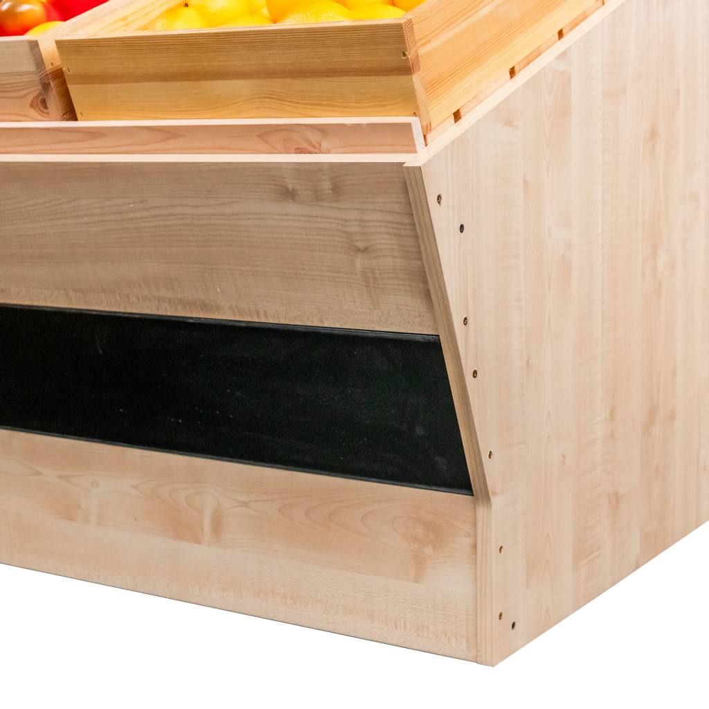 Wyspa na owoce i warzywa z regulowaną półką Mega-M H-147 cm L-126 cm G-166 cm klon
