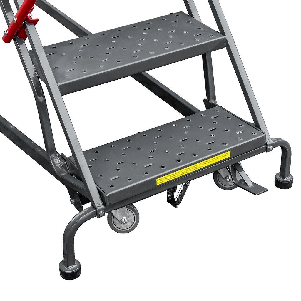 Drabina magazynowa przejezdna pomost magazynowy Mega-M H-102 cm 4 stopnie hamulec schodkowy