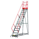 Zdjęcie produktu: Drabina magazynowa przejezdna pomost magazynowy Mega-M H 357 cm 14 stopni