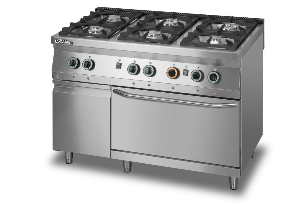 Kuchnia gazowa sześciopalnikowa z piekarnikiem gazowym GN 2/1 LOZAMET L900.KG6 PG+SD