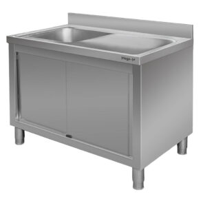Zdjęcie produktu: Zlew gastronomiczny spawany z komorą po lewej stronie i szafką Mega-M 120x70x85 cm stal nierdzewna