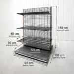 Zdjęcie produktu: Regał sklepowy WIRELAND Solid York gondola H-155 cm L-128 cm 6 półek tył kratowany moduł dostawny