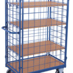 Zdjęcie produktu: Wysoki wózek trzy półki VARIOFIT VF 800311 cztery ściany kratowane nośność 500 kg