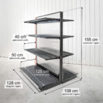 Zdjęcie produktu: Regał sklepowy WIRELAND Solid York gondola H-155 cm L-128 cm 6 półek tył poliwęglan moduł dostawny