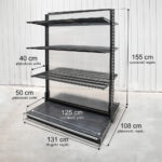 Zdjęcie produktu: Regał sklepowy WIRELAND Solid York gondola H-155 cm L-131 cm 6 półek tył poliwęglan moduł bazowy