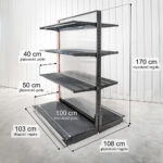 Zdjęcie produktu: Regał sklepowy WIRELAND Solid York gondola H-170 cm L-103 cm 6 półek tył poliwęglan moduł dostawny