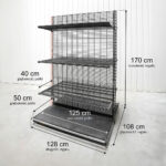 Zdjęcie produktu: Regał sklepowy WIRELAND Solid York gondola H-170 cm L-128 cm 6 półek tył kratowany moduł dostawny