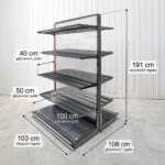Zdjęcie produktu: Regał sklepowy WIRELAND Solid York gondola H-191 cm L-103 cm 8 półek tył poliwęglan moduł dostawny