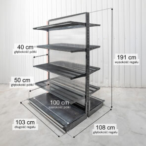 Zdjęcie produktu: Regał sklepowy WIRELAND Solid York gondola H-191 cm L-103 cm 8 półek tył poliwęglan moduł dostawny
