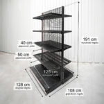 Zdjęcie produktu: Regał sklepowy WIRELAND Solid York gondola H-191 cm L-128 cm 8 półek tył kratowany moduł dostawny