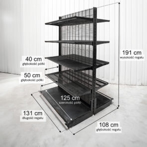 Zdjęcie produktu: Regał sklepowy WIRELAND Solid York gondola H-191 cm L-131 cm 8 półek kratowanych moduł bazowy