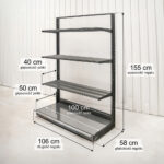 Zdjęcie produktu: Regał sklepowy WIRELAND Solid York przyścienny H-155 cm L-106 cm 3 półki tył poliwęglan moduł bazowy