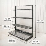 Zdjęcie produktu: Regał sklepowy WIRELAND Solid York przyścienny H-155 cm L-131 cm 3 półki tył poliwęglan moduł bazowy