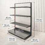 Zdjęcie produktu: Regał sklepowy WIRELAND Solid York przyścienny H-170 cm L-103 cm 3 półki tył poliwęglan moduł dostawny