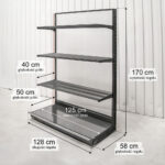 Zdjęcie produktu: Regał sklepowy WIRELAND Solid York przyścienny H-170 cm L-128 cm 3 półki tył poliwęglan moduł dostawny