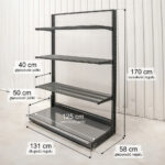 Zdjęcie produktu: Regał sklepowy WIRELAND Solid York przyścienny H-170 cm L-131 cm 3 półki tył poliwęglan moduł bazowy