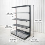 Zdjęcie produktu: Regał sklepowy WIRELAND Solid York przyścienny H-191 cm L-103 cm 4 półki tył poliwęglan moduł dostawny