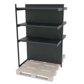 Zdjęcie produktu: Regał sklepowy wzmacniany gondola do palety MAGO H-210 cm L-126,5 cm G-128 cm moduł dostawny grafitowy