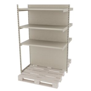 Zdjęcie produktu: Regał sklepowy wzmacniany gondola do palety MAGO H-210 cm L-126,5 cm G-128 cm moduł dostawny kremowy