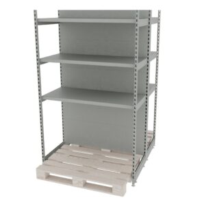 Zdjęcie produktu: Regał sklepowy wzmacniany gondola do palety MAGO H-210 cm L-128 cm G-128 cm moduł bazowy jasny szary