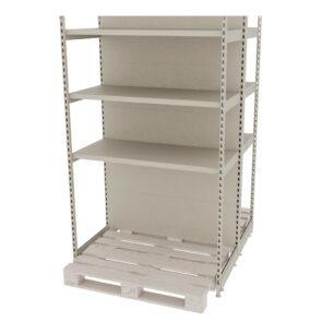 Zdjęcie produktu: Regał sklepowy wzmacniany gondola do palety MAGO H-210 cm L-128 cm G-128 cm moduł bazowy kremowy