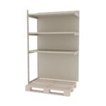 Zdjęcie produktu: Regał sklepowy wzmocniony przyścienny do palety MAGO H-210 cm L-126,5 cm G-68 cm moduł dostawny kremowy