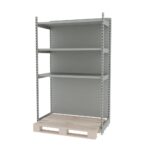Zdjęcie produktu: Regał sklepowy wzmocniony przyścienny do palety MAGO H-210 cm L-128 cm G-68 cm moduł bazowy jasny szary