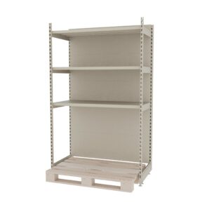 Zdjęcie produktu: Regał sklepowy wzmocniony przyścienny do palety MAGO H-210 cm L-128 cm G-68 cm moduł bazowy kremowy