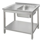 Zdjęcie produktu: Zlew gastronomiczny spawany z komorą po prawej stronie i półką Mega-M 100x60x85 cm stal nierdzewna