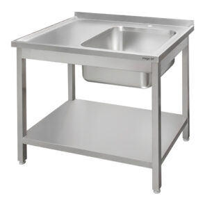 Zdjęcie produktu: Zlew gastronomiczny spawany z komorą po prawej stronie i półką Mega-M 100x60x85 cm stal nierdzewna