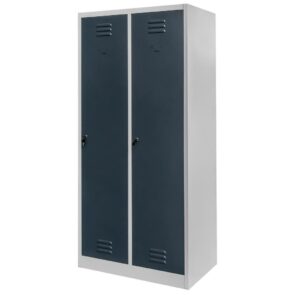 Zdjęcie produktu: Szafka BHP ubraniowa Mega-M pracownicza 2-drzwiowa S-80 cm szara/grafitowy front