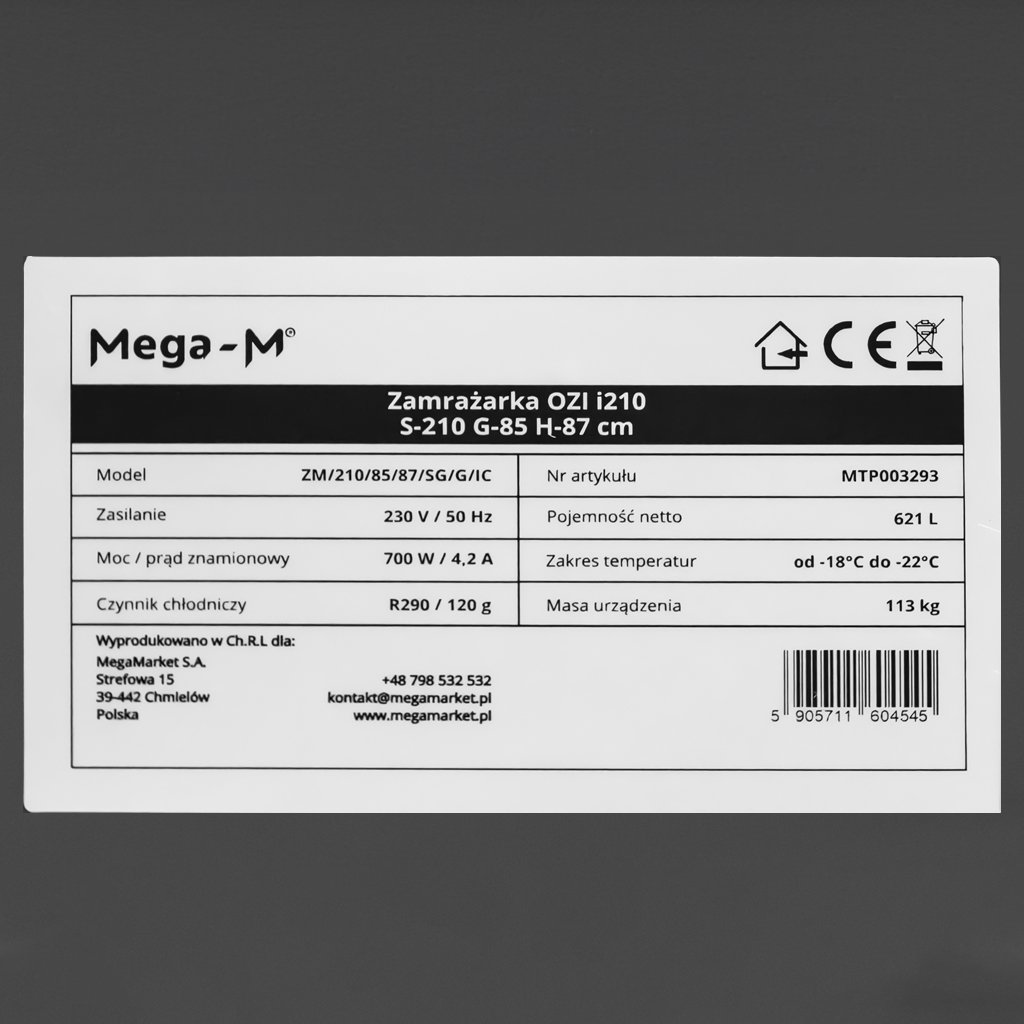 Zamrażarka skrzyniowa przeszklona 850 l Mega M OZI i210