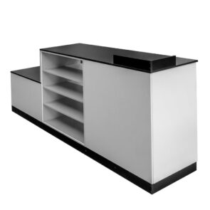 Zdjęcie produktu: Lada sklepowa sprzedażowa impulsowa Mega-M H-120/70 cm L-300 cm G-60 cm jasny szary