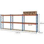 Zdjęcie produktu: Regał magazynowy paletowy MECALUX 0+2 H-450 cm L-1120 cm, 2650 kg nośność na parę trawersów