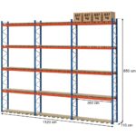Zdjęcie produktu: Regał magazynowy paletowy MECALUX 0+4 H-850 cm L-1120 cm, 3350 kg nośność na parę trawersów