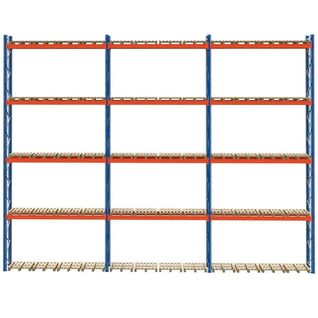 Regał magazynowy paletowy MECALUX H-850 cm L-1120 cm, 3350 kg nośność na parę trawersów MPP001101