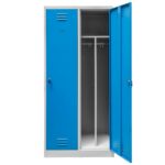 Zdjęcie produktu: Szafka BHP ubraniowa Mega-M pracownicza 2-drzwiowa z przegrodami S-80 cm szara/niebieski front
