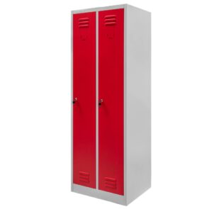 Zdjęcie produktu: Szafka BHP ubraniowa Mega-M pracownicza 2-drzwiowa S-60 cm szara/czerwony front