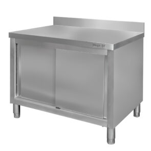Zdjęcie produktu: Stół gastronomiczny ze stali nierdzewnej przyścienny z szafką Mega-M 120x70x85 cm