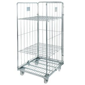 Zdjęcie produktu: Rollkontener (rollcage, rollbox) wózek siatkowy transportowy Mega-M Universal trzy ściany dwie półki ocynkowany