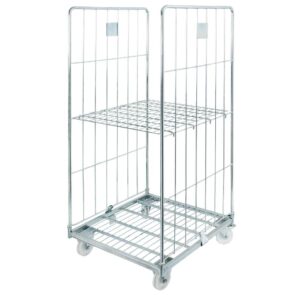 Zdjęcie produktu: Rollkontener (rollcage, rollbox) wózek siatkowy transportowy Mega-M Universal dwie ściany jedna półka ocynkowany
